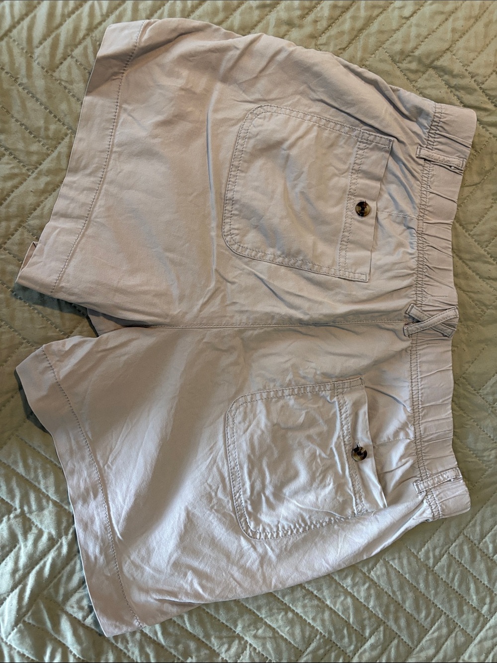 Women’s Light Gray Cargo Shorts with Drawstring Waist - Picture 2 of 4